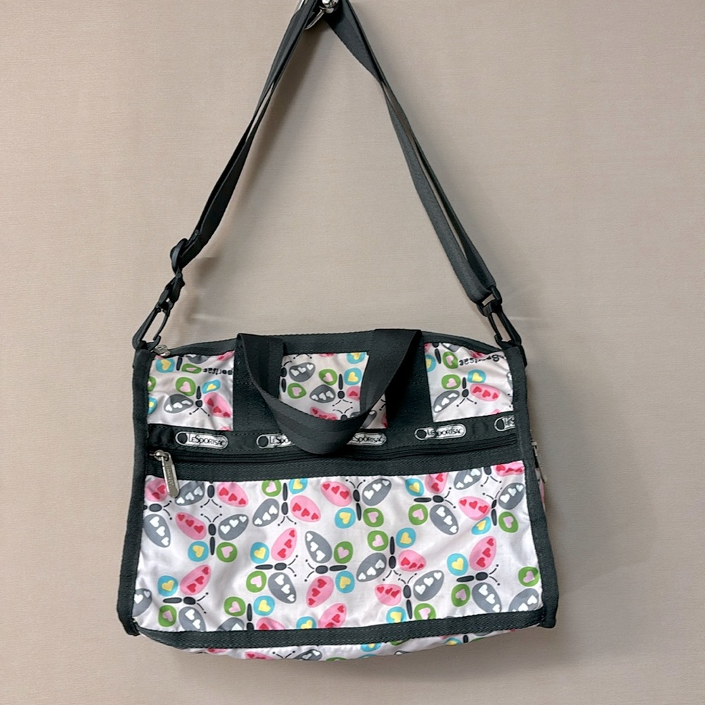 LeSportsac Weekender Travel Duffle Bag with Butterfly Print